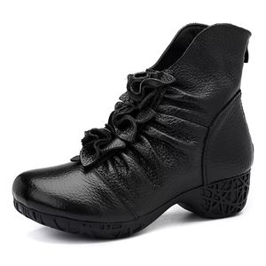 Socofy genuine soft leather zipper ankle boots